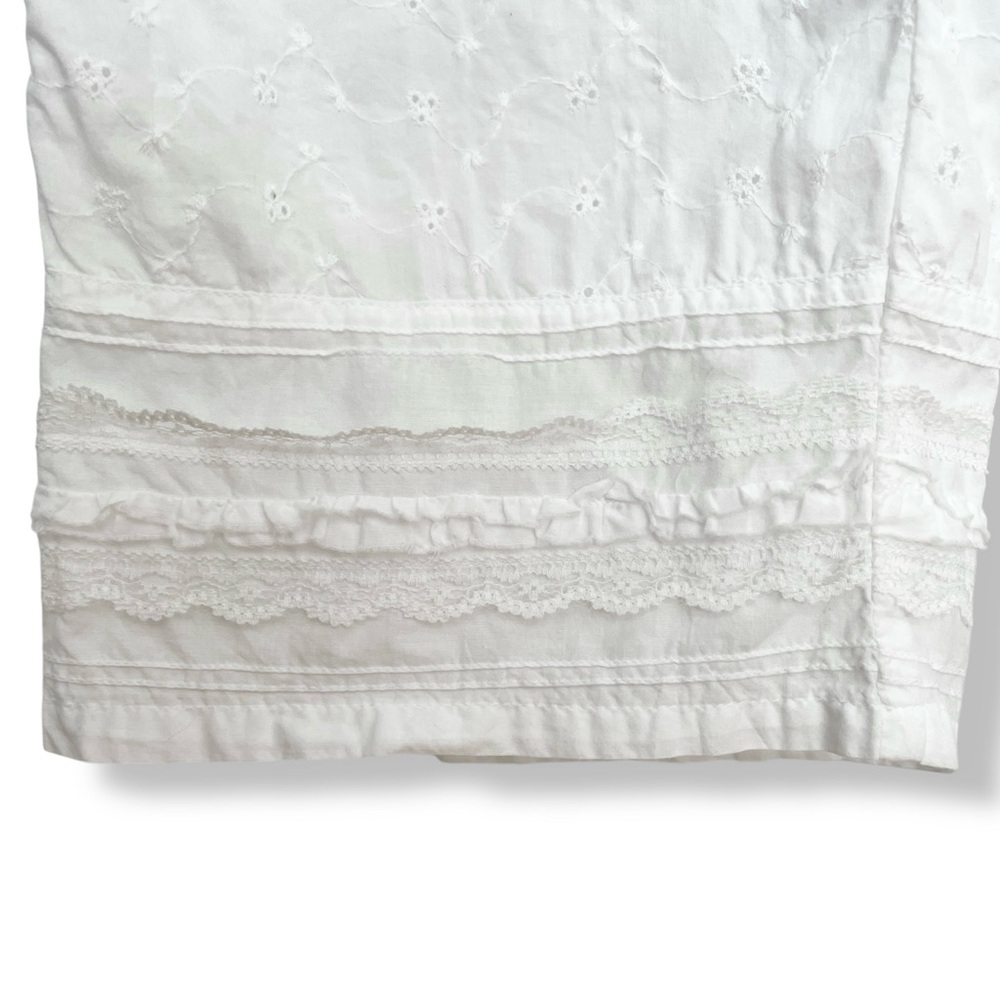 PJ Salvage Eyelet Cropped Pajama Pants Women’s Large White Cotton Lace Trim - Picture 4 of 11